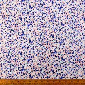 Cotton Fabric Scatter Floral White Royal Jade