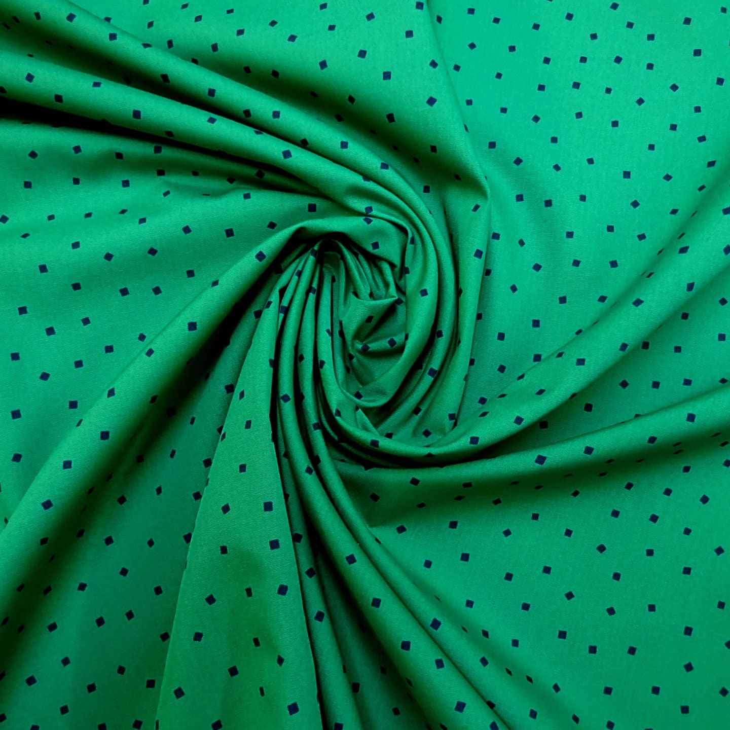Cotton Fabric Spotty Squares Jade Royal