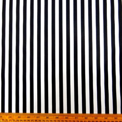 Cotton Fabric Light Twill Newcastle Stripe Black White