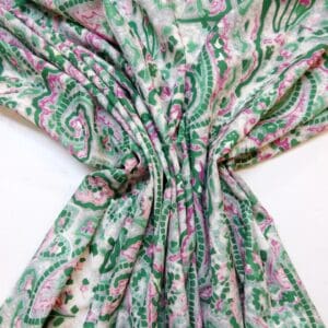 Crepe De Chine Fabric Mosaic Emerald/Pink