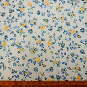 Crepe De Chine Fabric Floral Buttercup Maze Ivory