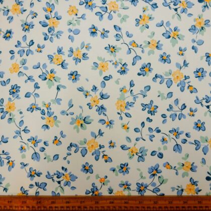Crepe De Chine Fabric Floral Buttercup Maze Ivory