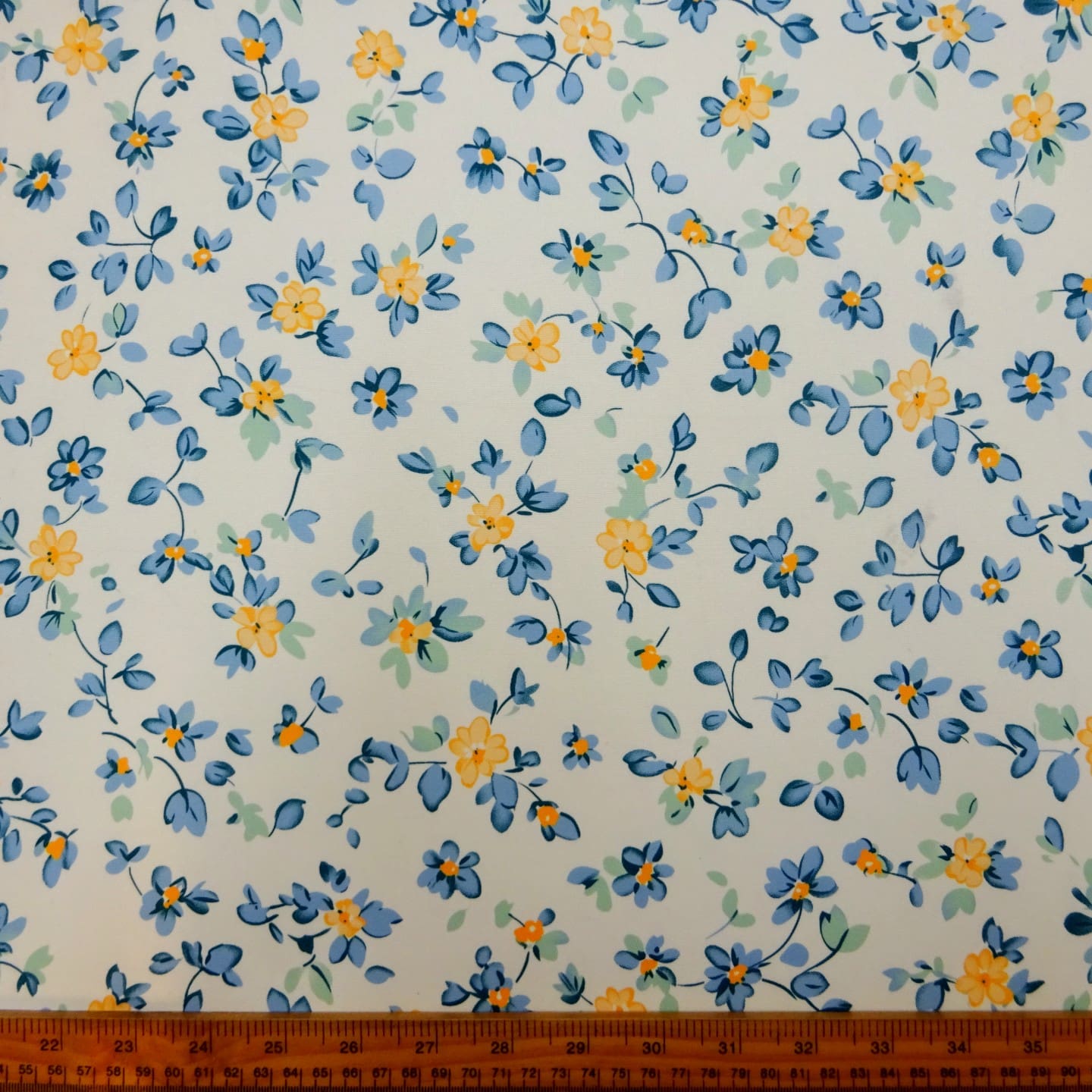 Crepe De Chine Fabric Floral Buttercup Maze Ivory
