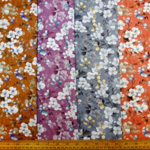 Crepe De Chine Fabric Floral Apple Blossom
