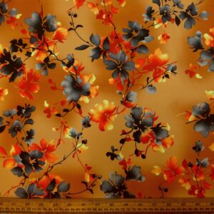 Crepe De Chine Fabric Floral Twix Copper