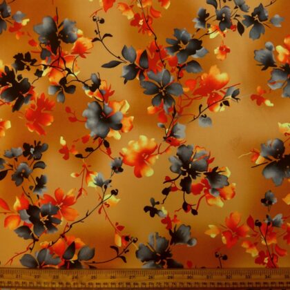 Crepe De Chine Fabric Floral Twix Copper