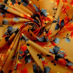Crepe De Chine Fabric Floral Twix Copper