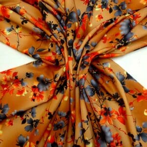 Crepe De Chine Fabric Floral Twix Copper