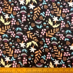 Crepe De Chine Fabric Urchin Floral Black