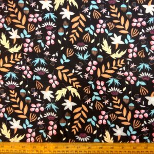 Crepe De Chine Fabric Urchin Floral Black