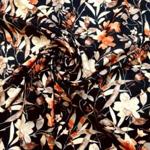 Crepe De Chine Fabric October Dried Florals Black
