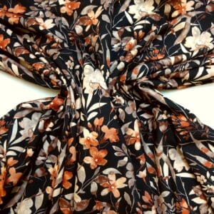 Crepe De Chine Fabric October Dried Florals Black