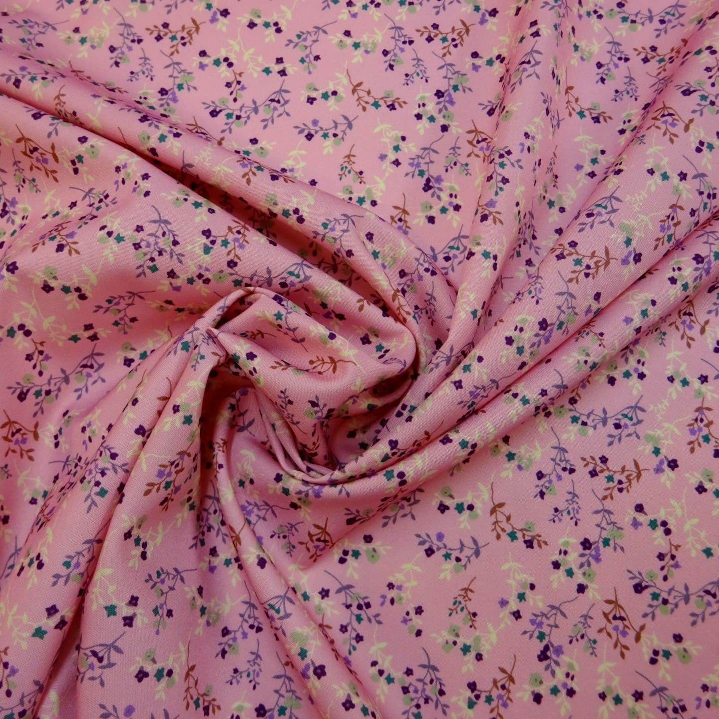 Crepe De Chine Fabric Weeny Floral Pink