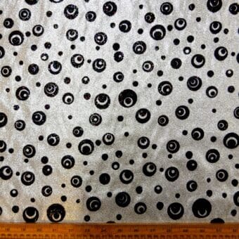 Lurex Fabric Glitter And Flock Moon Beam White Silver Black
