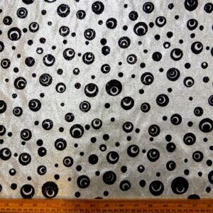 Lurex Fabric Glitter And Flock Moon Beam White Silver Black