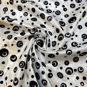 Lurex Fabric Glitter And Flock Moon Beam White Silver Black