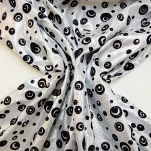Lurex Fabric Glitter And Flock Moon Beam White Silver Black