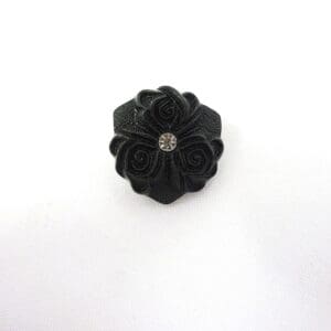 Buttons Shanked Diamante Clover Black