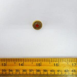 Button 14mm Shanked Gold With Red Diamond