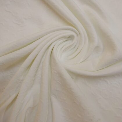 Jersey Fabric 3D Rocket Chalk Flowers Bone White