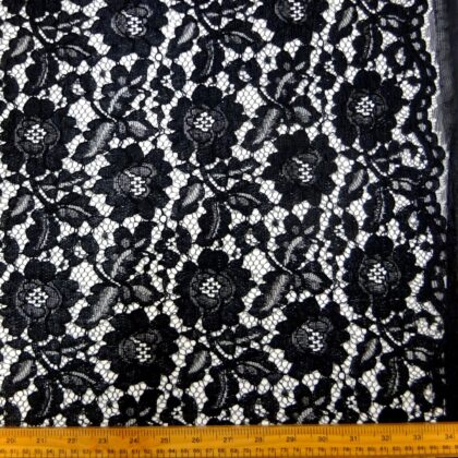 Lace Fabric Corded Carolina Black