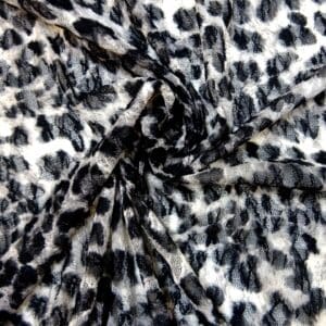 Lace Net Fabric With Stretch Growling Leopards Grey