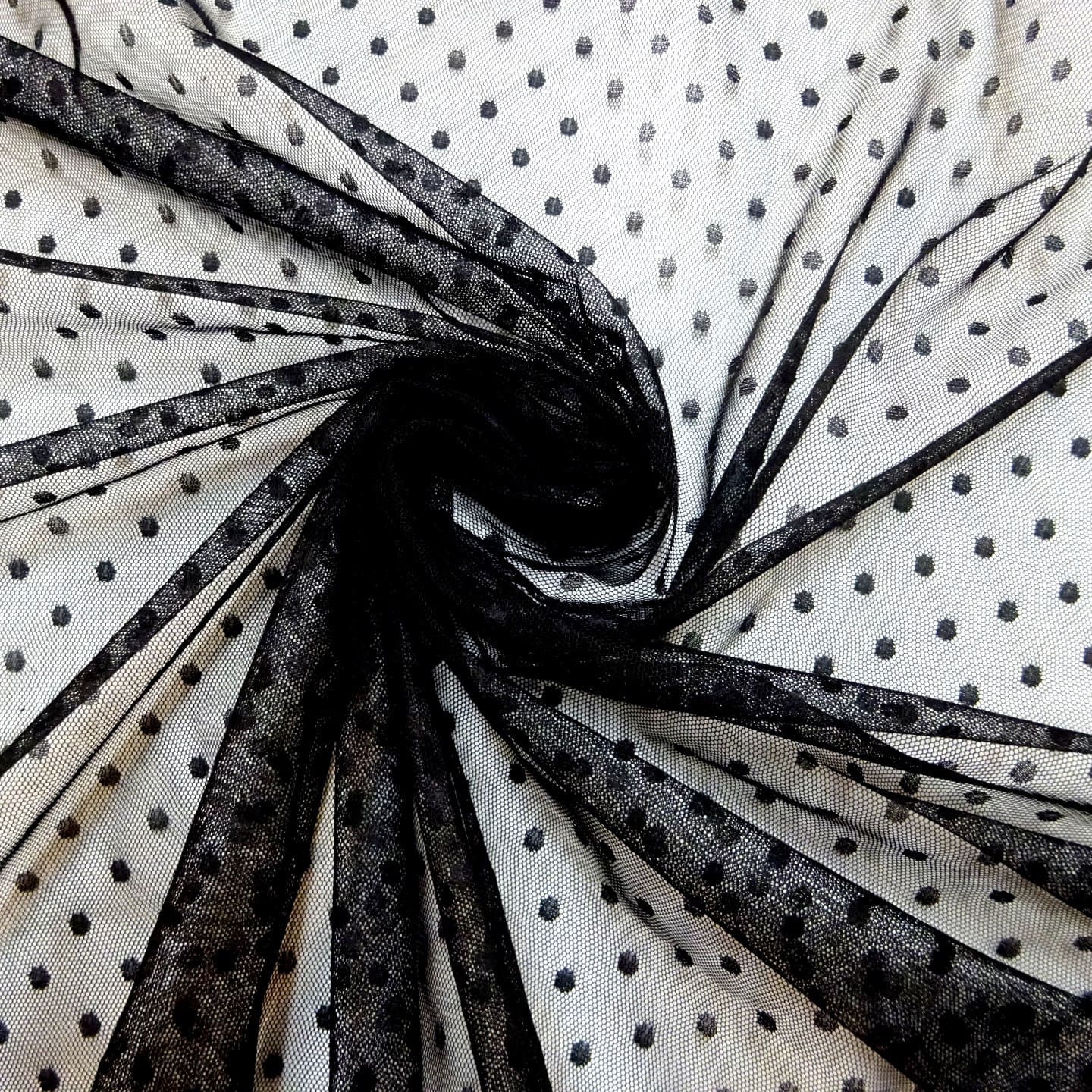 Net Fabric Mesh 0.5cm Dots on Net Black
