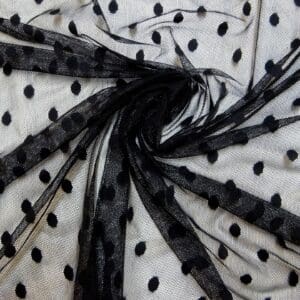 Net Fabric Stretch Mesh Raisin Spot Black