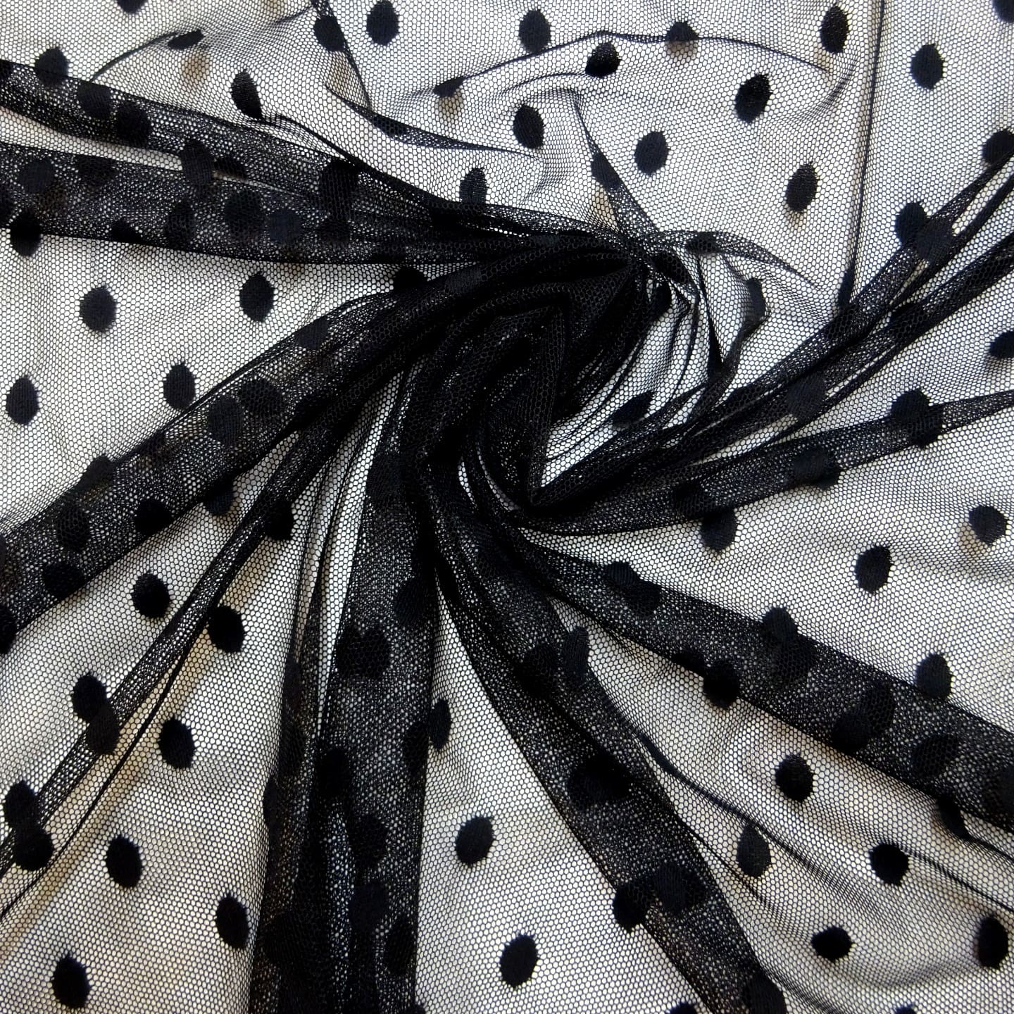 Net Fabric Stretch Mesh Raisin Spot Black
