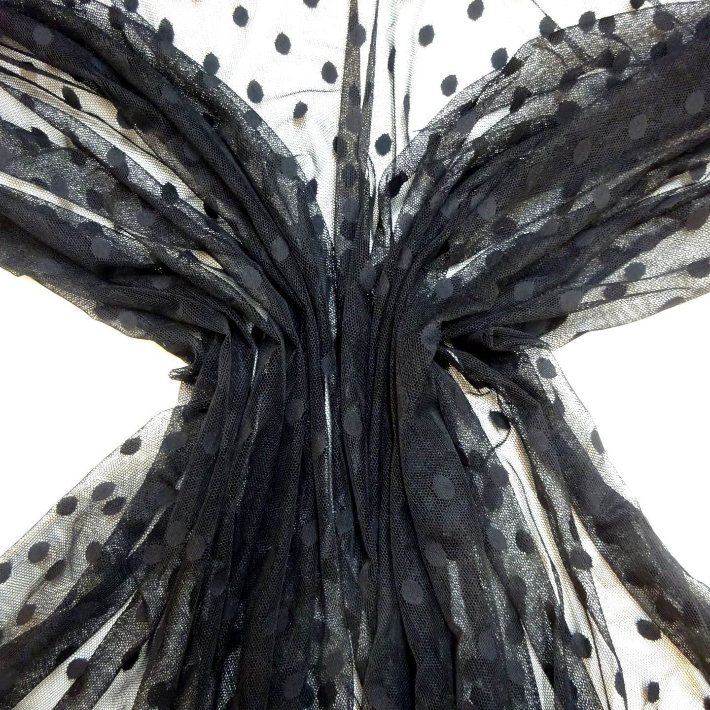 Net Fabric Stretch Mesh Raisin Spot Black