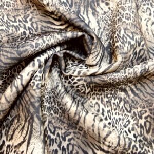 Scuba Jersey Fabric Animal Print Ocelot Grey Taupe
