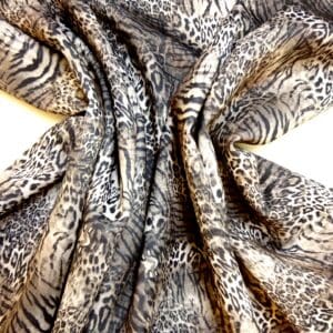 Scuba Jersey Fabric Animal Print Ocelot Grey Taupe