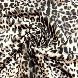 Scuba Jersey Fabric Animal Print Prairie Dog Black Grey