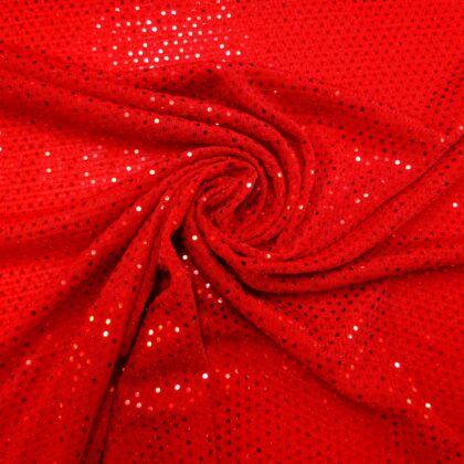 Sequin Fabric On Jersey Sequin Discs On Glitter Speckles Red
