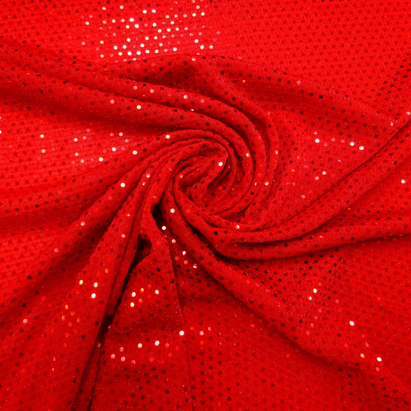 Sequin Fabric On Jersey Sequin Discs On Glitter Speckles Red