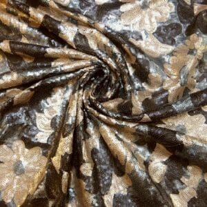 Sequin Fabric On Netting Golden Sunflowers With Gunmetal Sequins