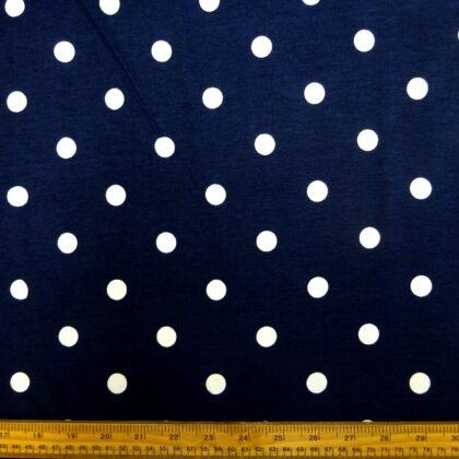 T-shirting Fabric Bamboo Viscose 1.5cm Spots Nautical Navy