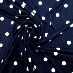 T-shirting Fabric Bamboo Viscose 1.5cm Spots Nautical Navy