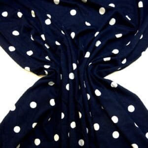 T-shirting Fabric Bamboo Viscose 1.5cm Spots Nautical Navy