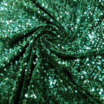Velour Fabric French Origin Shiny Sequins Forest Green