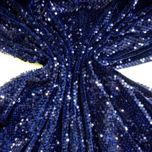 Velour Fabric French Origin Shiny Sequins Navy