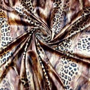 Velour Fabric Animal Print Tribal Tech Rust