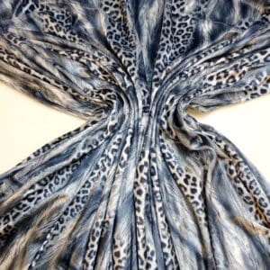 Velour Fabric Animal Print Tribal Tech Grey
