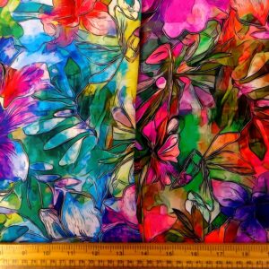 Bamboo Viscose Fabric Floral Cypress