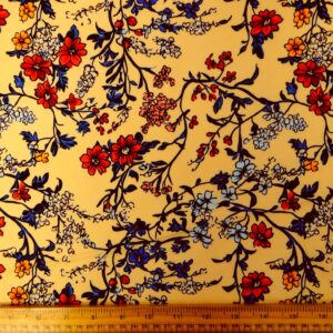 Bamboo Viscose Fabric Floral Beanstalks Cream