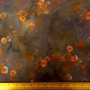 Chiffon Fabric Floral Copper Rose Grey Muted Mauve