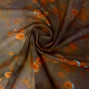 Chiffon Fabric Floral Copper Rose Grey Muted Mauve