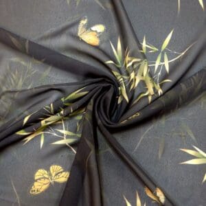 Chiffon Fabric Huckleberry Butterfly Brown Beige