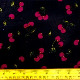 Corduroy Fabric Skinny Rib Cherries Navy Cerise