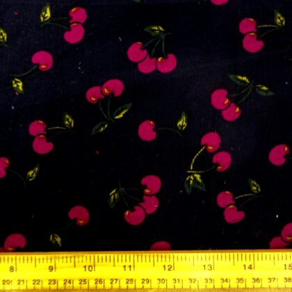 Corduroy Fabric Skinny Rib Cherries Navy Cerise